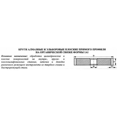 Круг алмазный 1А1(плоский прямого профиля) 250х20х5х76 АС4 100/80 100% В2-01 339,0 карат